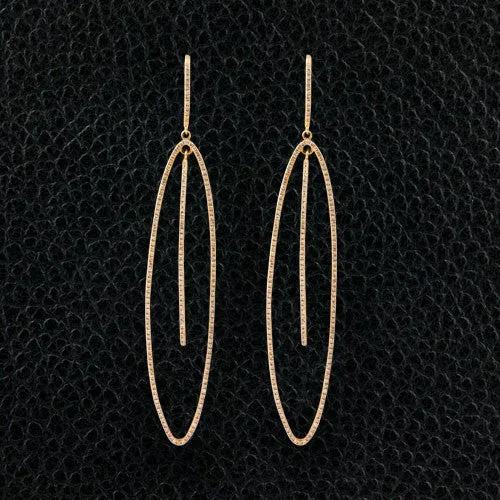 Elongated Oval Dangle Earrings