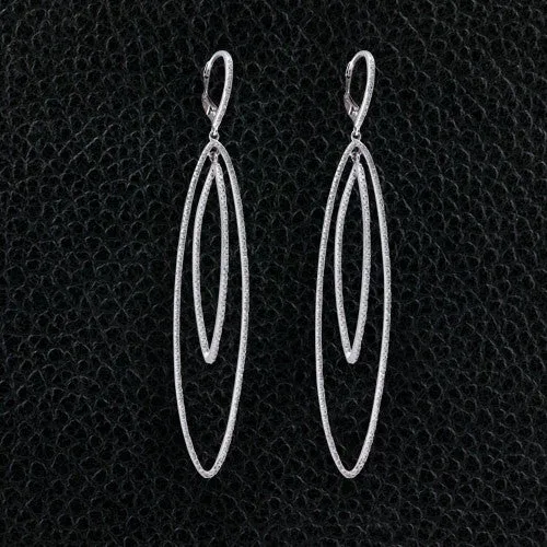 Elongated Oval Dangle Earrings