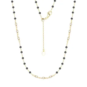 Enamel Beaded Chain Necklace With Sparkle Beads