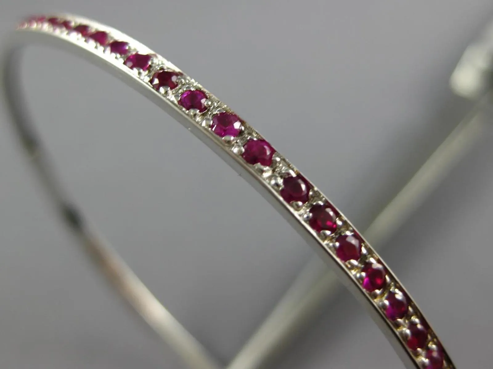 ESTATE 2.99CT DIAMOND & AAA RUBY 18K YELLOW GOLD SQUARE ETERNITY TENNIS BRACELET