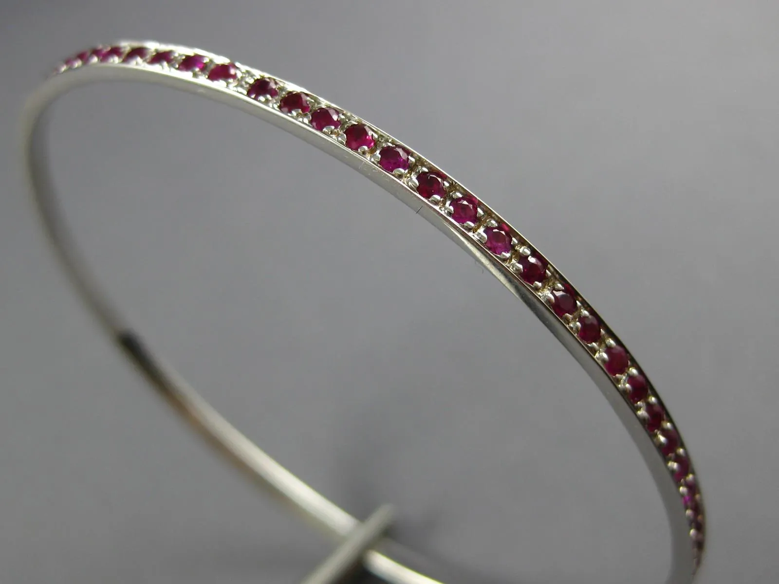 ESTATE 2.99CT DIAMOND & AAA RUBY 18K YELLOW GOLD SQUARE ETERNITY TENNIS BRACELET