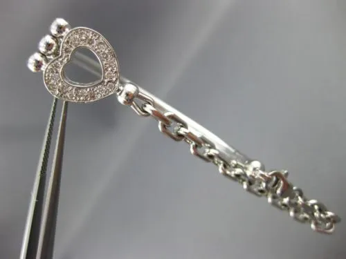 ESTATE .37CT DIAMOND 14KT WHITE GOLD 3D FILIGREE HEART BANGLE BRACELET #21041