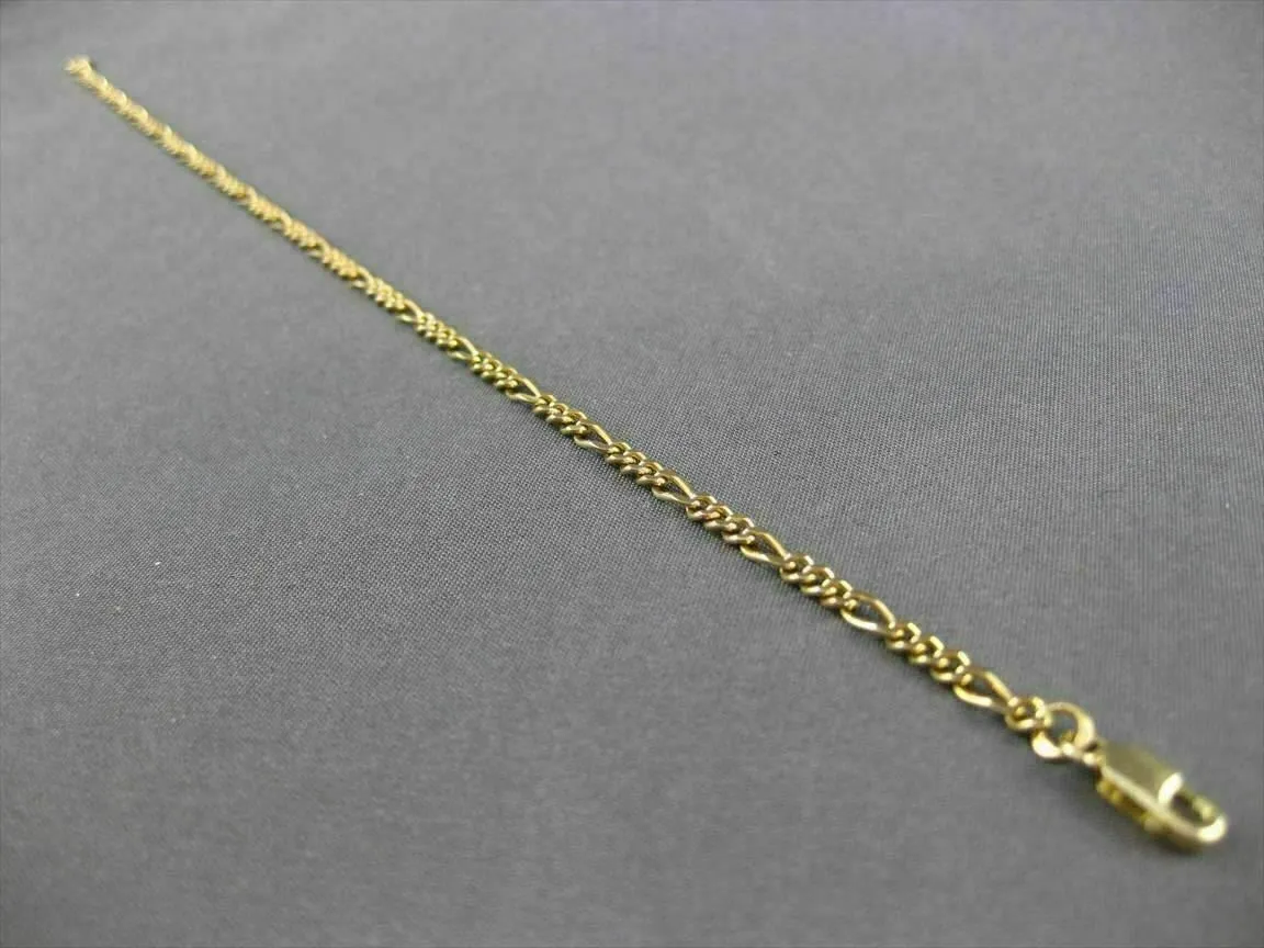 ESTATE EXTRA LONG 14KT YELLOW GOLD CLASSIC FIGARO BRACELET 7.5" INCHES #22756