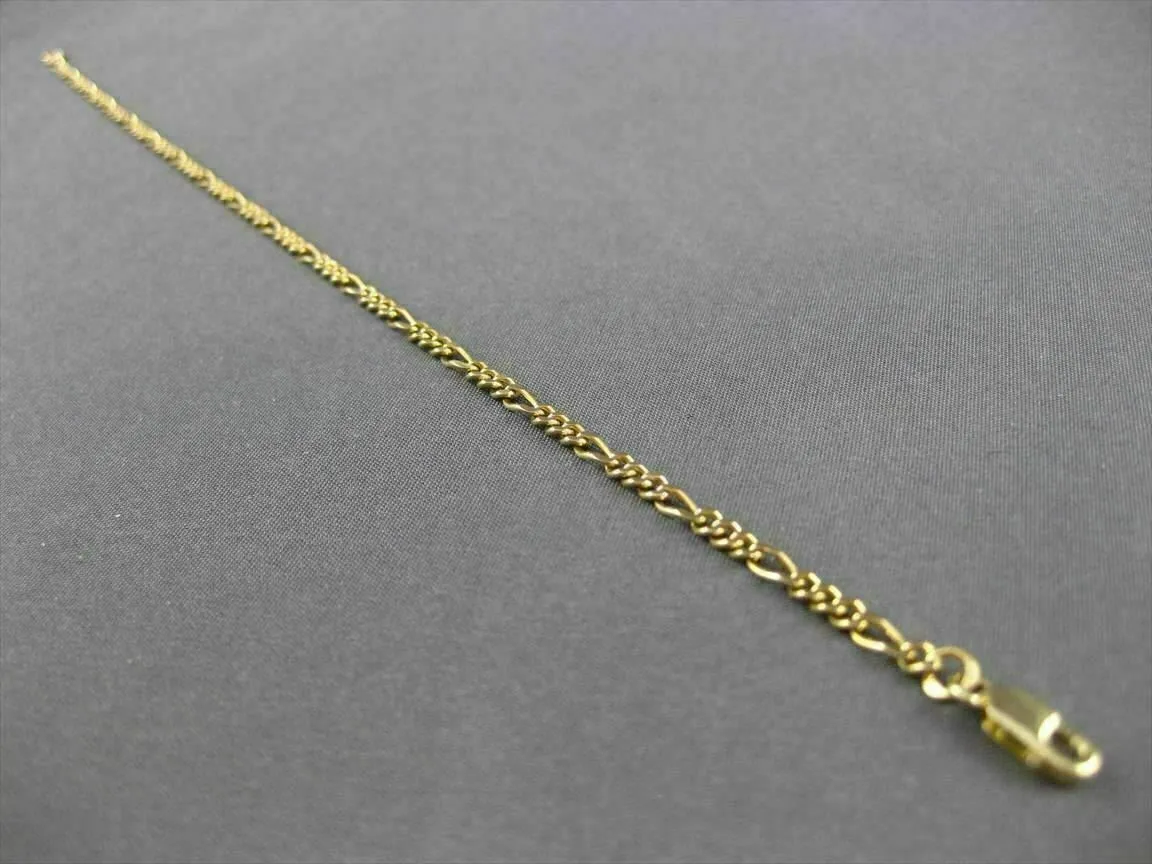 ESTATE EXTRA LONG 14KT YELLOW GOLD CLASSIC FIGARO BRACELET 7.5" INCHES #22756