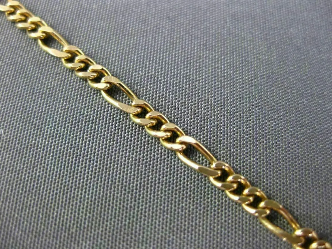 ESTATE EXTRA LONG 14KT YELLOW GOLD CLASSIC FIGARO BRACELET 7.5" INCHES #22756