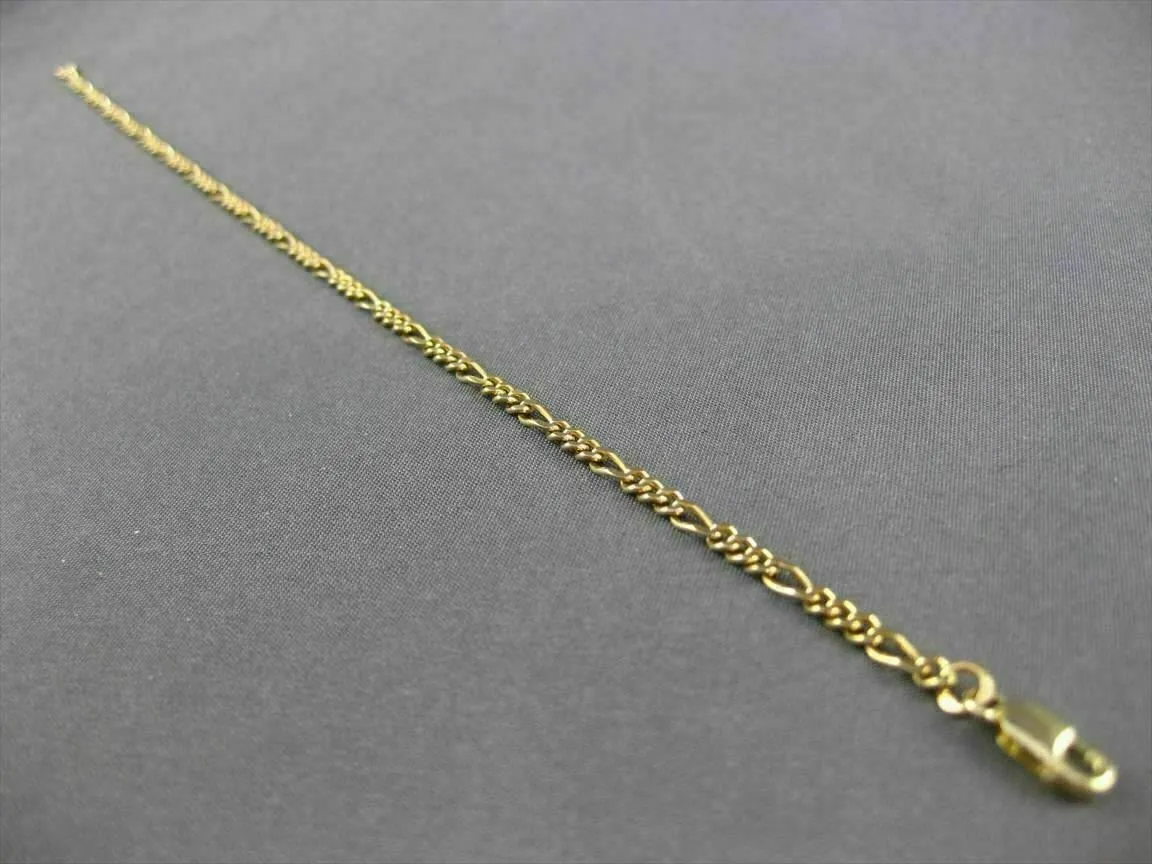 ESTATE EXTRA LONG 14KT YELLOW GOLD CLASSIC FIGARO BRACELET 7.5" INCHES #22756