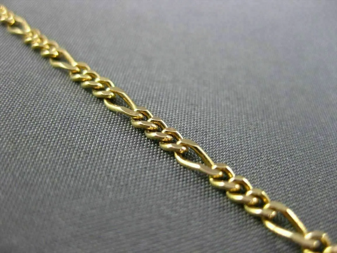 ESTATE EXTRA LONG 14KT YELLOW GOLD CLASSIC FIGARO BRACELET 7.5" INCHES #22756