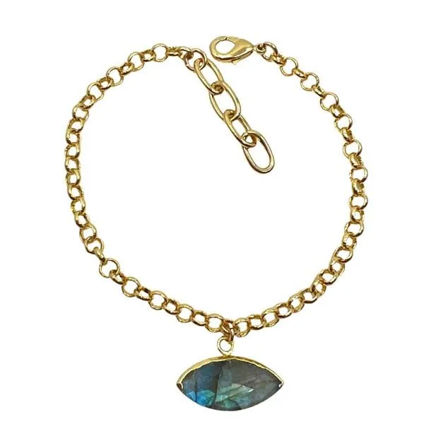 'Evil Eye' Bracelet on 18kt GF Chain: Labradorite (BCG708LD)