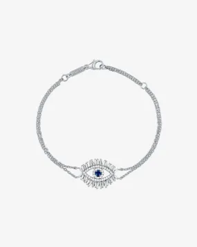 Evil Eye Midi Dark Blue Sapphire Half Pavé Bracelet