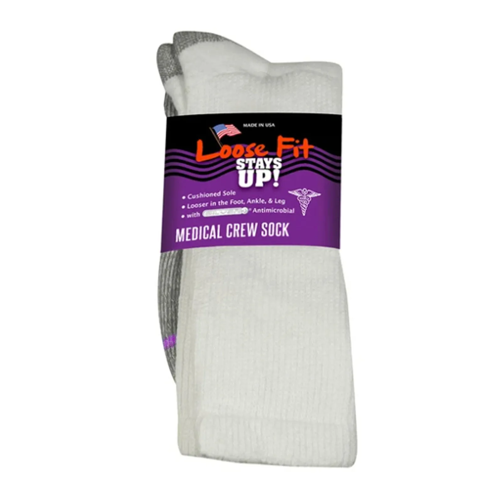 Extrawide Loose Fit Stays Up Medical Sock (Unisex) - White