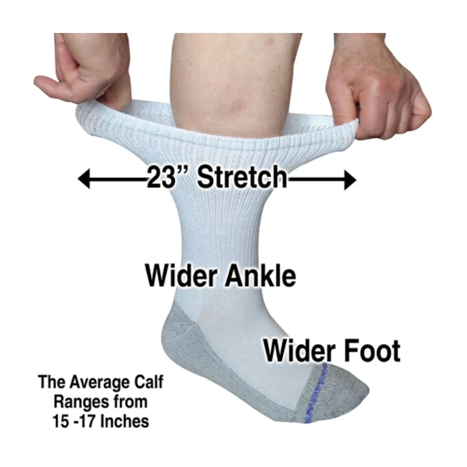 Extrawide Loose Fit Stays Up Medical Sock (Unisex) - White