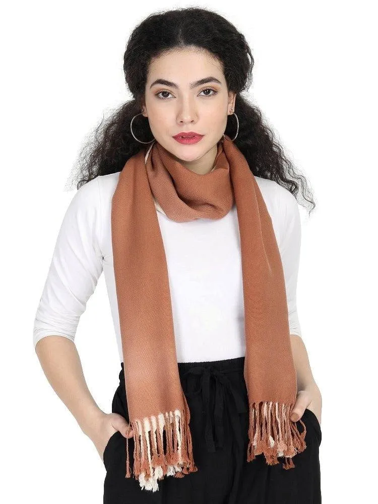 FabSeasons Brown Beign Solid Dual Tone - Double Color Cotton Unisex Scarf