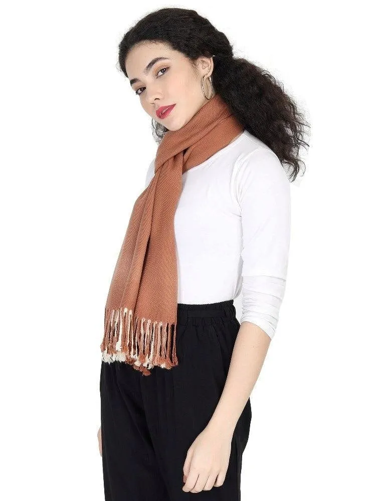 FabSeasons Brown Beign Solid Dual Tone - Double Color Cotton Unisex Scarf