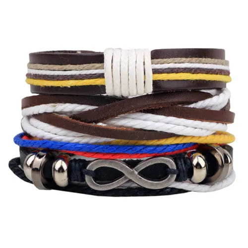 Fashion accessories Rope Wood Bead Leather Bracelets & bangles 1 Sets Multilayer Braided Wristband Bracelet Men pulse