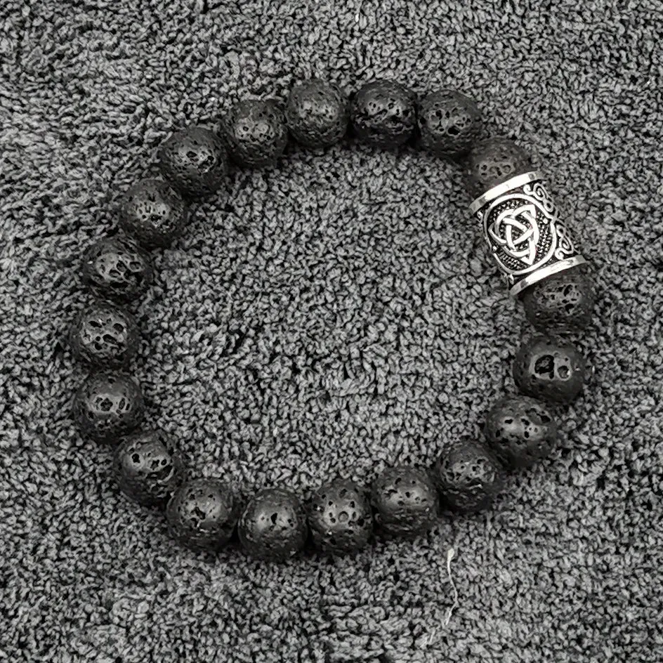 Fashion Charm Beads Bracelet Vintage Volcano Lava Stone Beads Runes Beads Men Bracelet Viking Rune Bracelet Jewelry Women Gift