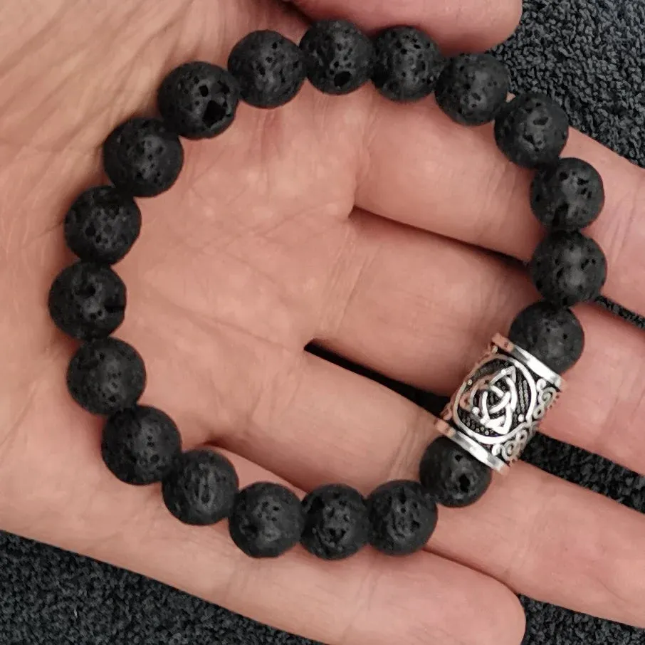 Fashion Charm Beads Bracelet Vintage Volcano Lava Stone Beads Runes Beads Men Bracelet Viking Rune Bracelet Jewelry Women Gift