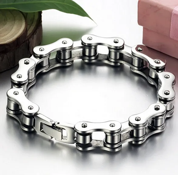 Fashion Stainless Steel Bike Bracelet Men Biker Bicycle Motorcycle Chain Bracelets Bangles Jewelry