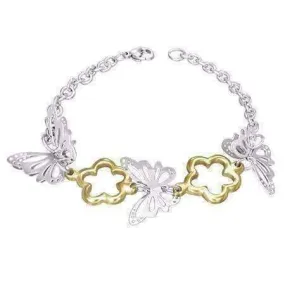 Flights of Fancy 3D Fluttering Butterfly Stainless Steel Link Bracelet