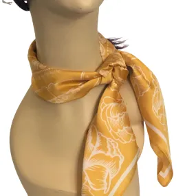 Flower Necktie Poly Silk Scarf - Tangerine