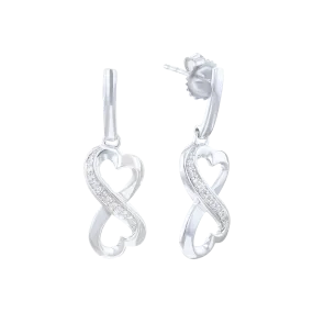 Follow Your Heart Silver Diamond Earrings