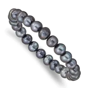 Fresh Water Black 8-8.5m Pearl Stretch Bracelet