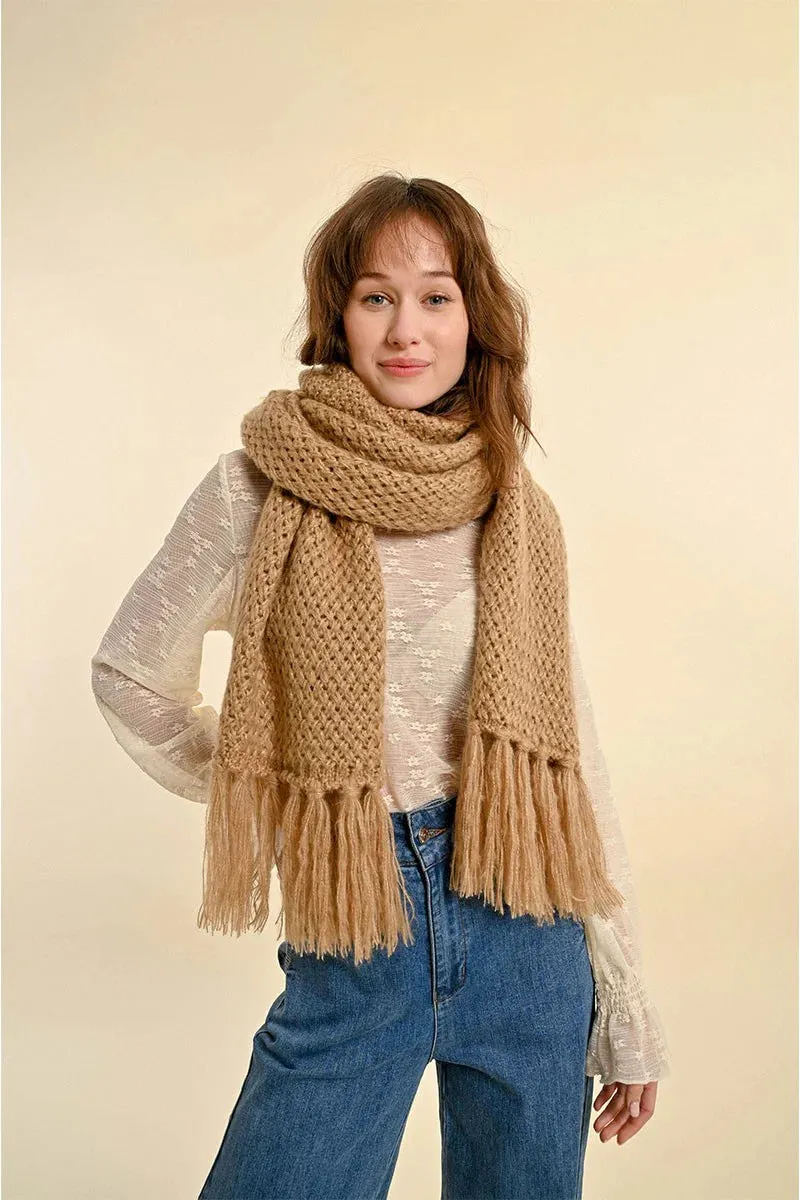 Fringed Scarf - Beige