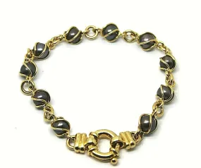 Genuine 9kt 9ct Yellow, Rose or White Gold Bolt Ring Freshwater Black Pearl Bracelet