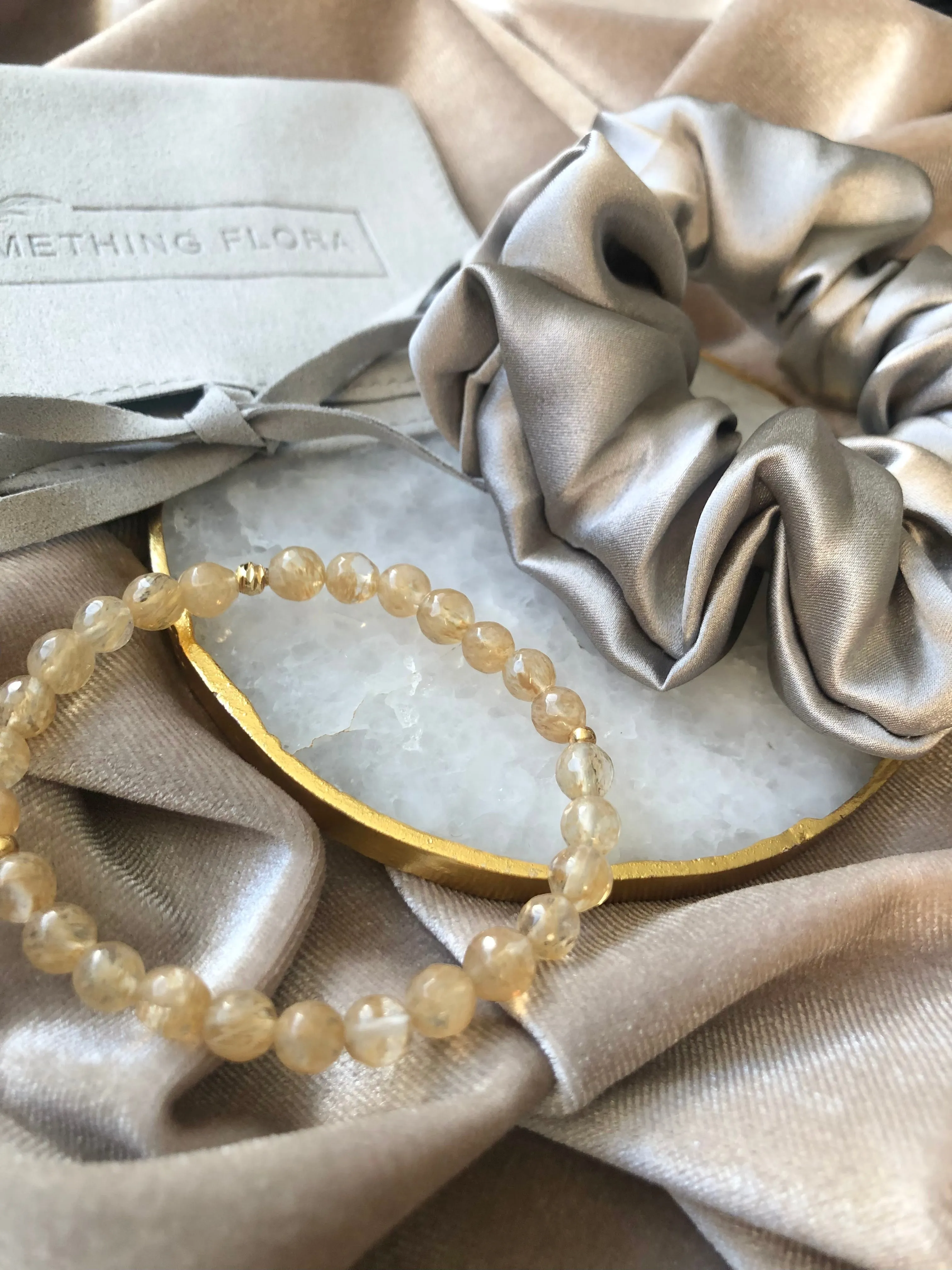 Gift Set Classic Silk Scrunchie & Citrine Bracelet