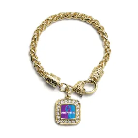 Gold Arthritis Square Charm Braided Bracelet