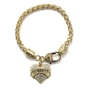 Gold BFF Pave Heart Charm Braided Bracelet