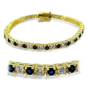 Gold Brass Bracelet with Synthetic Spinel in Sapphire for Women Style 415903