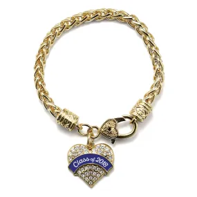 Gold Class of 2018 - Navy Pave Heart Charm Braided Bracelet