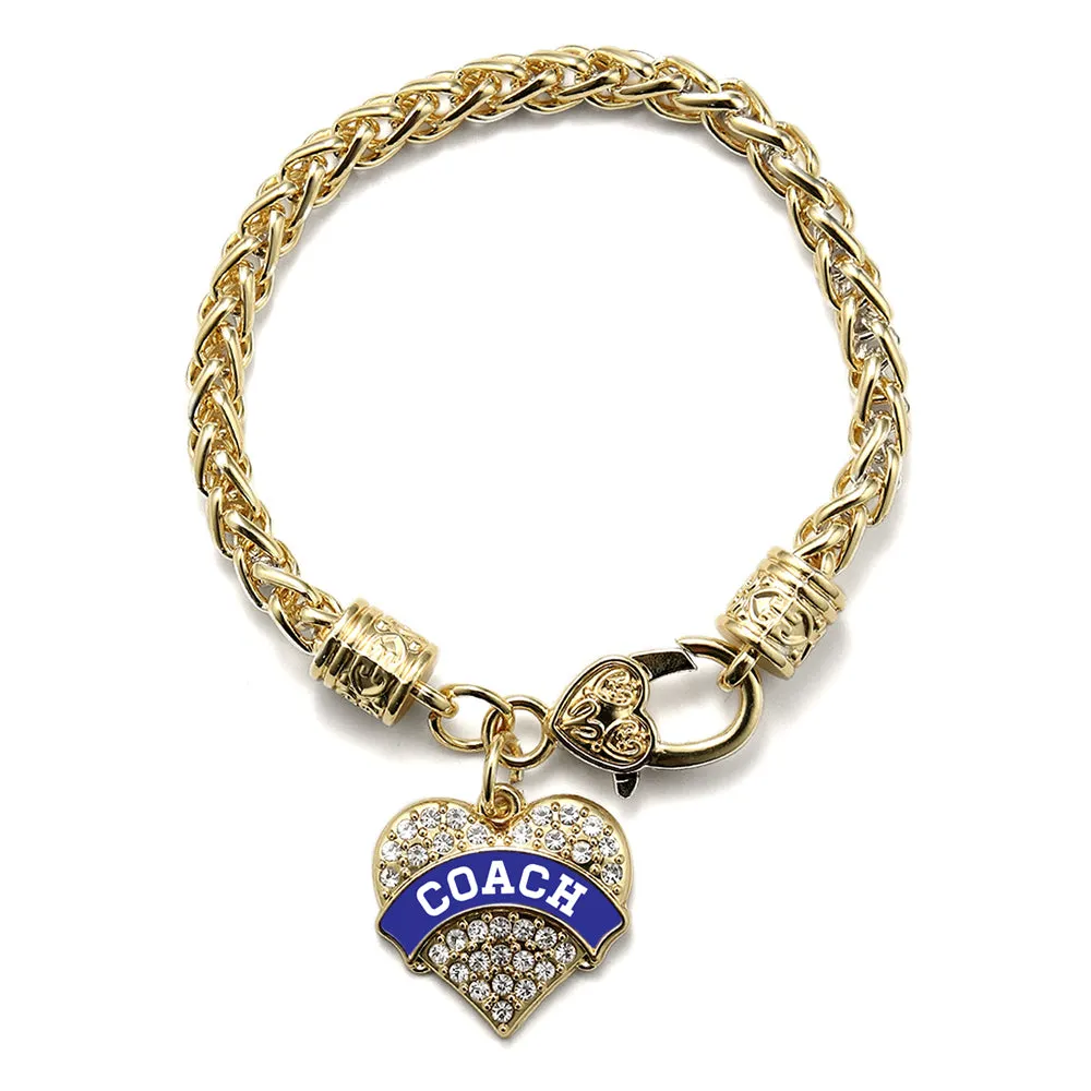 Gold Coach - Blue and White Pave Heart Charm Braided Bracelet