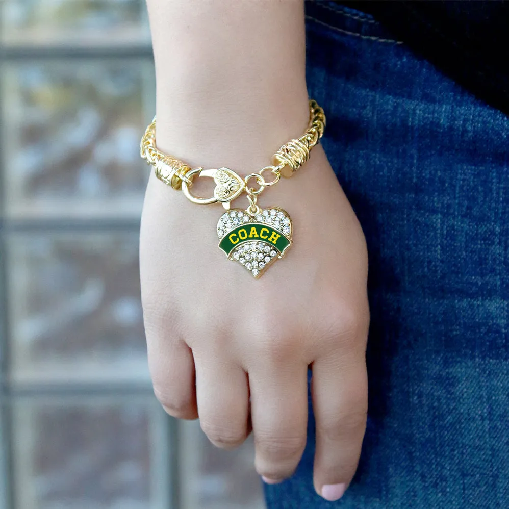 Gold Coach - Forest Green and Yellow Pave Heart Charm Braided Bracelet