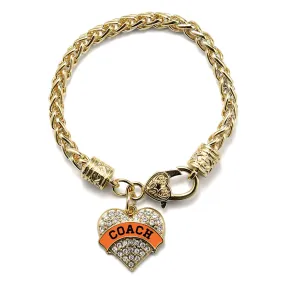 Gold Coach - Orange and Black Pave Heart Charm Braided Bracelet