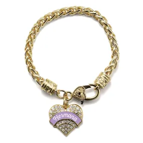 Gold Hermana - Lavender Pave Heart Charm Braided Bracelet