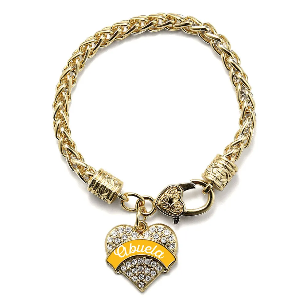 Gold Marigold Abuela Pave Heart Charm Braided Bracelet