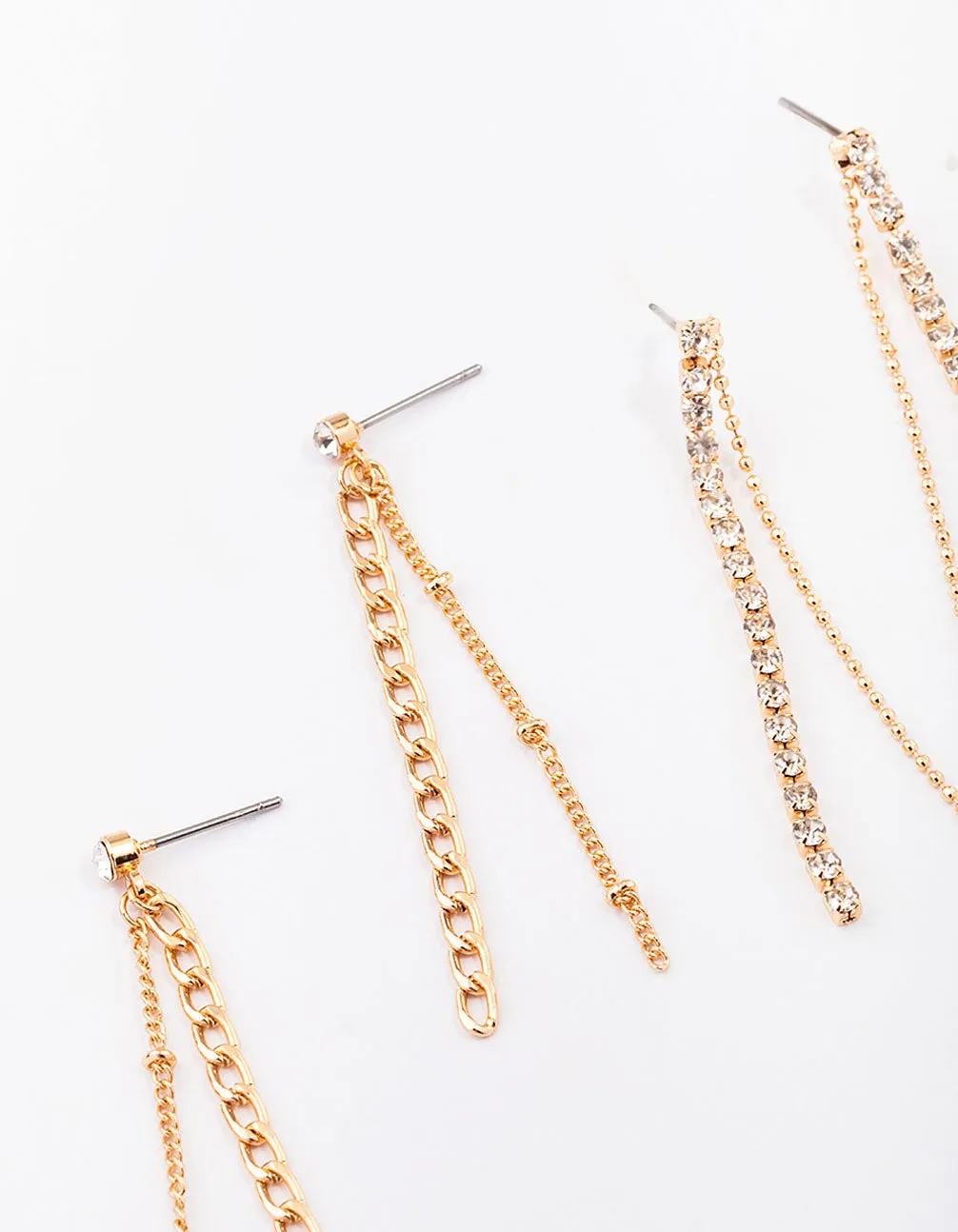 Gold Multi Chain Drop Earring 3-Pack