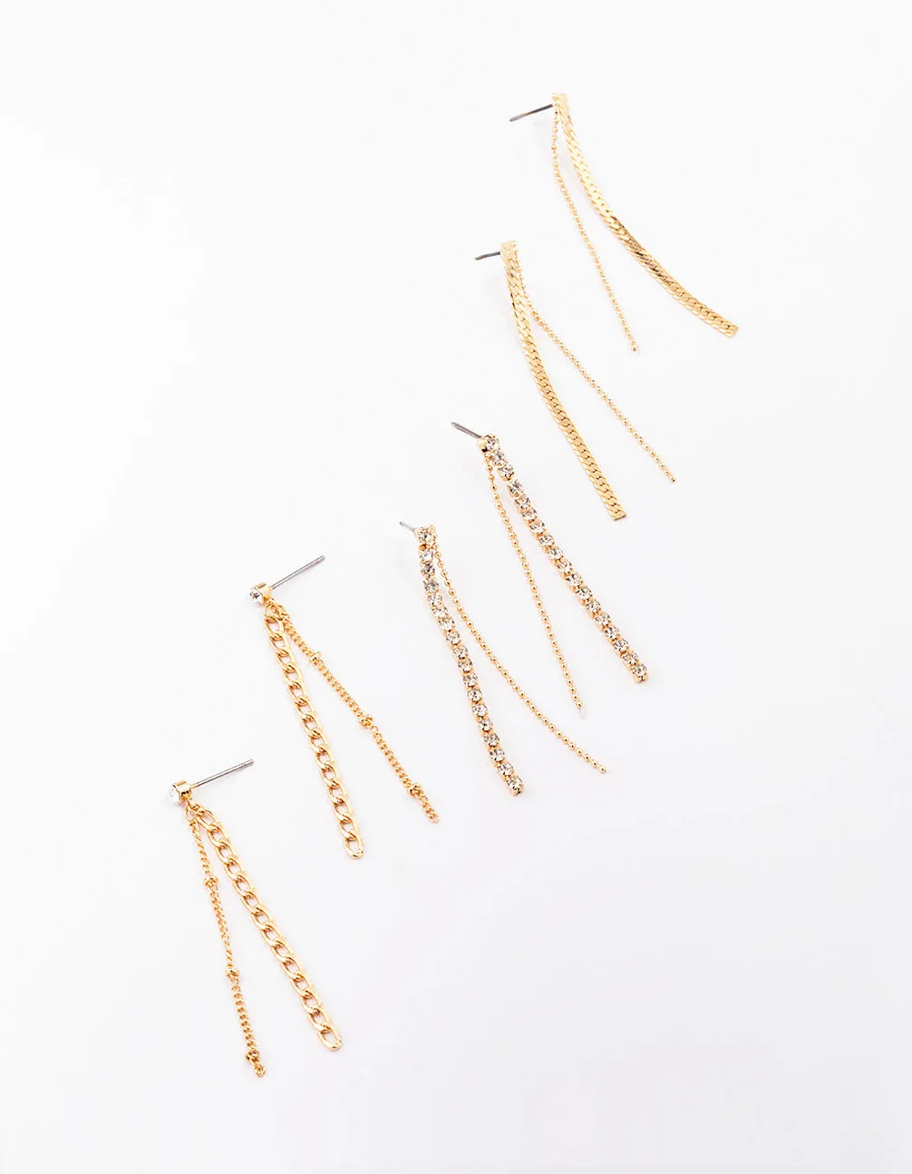 Gold Multi Chain Drop Earring 3-Pack