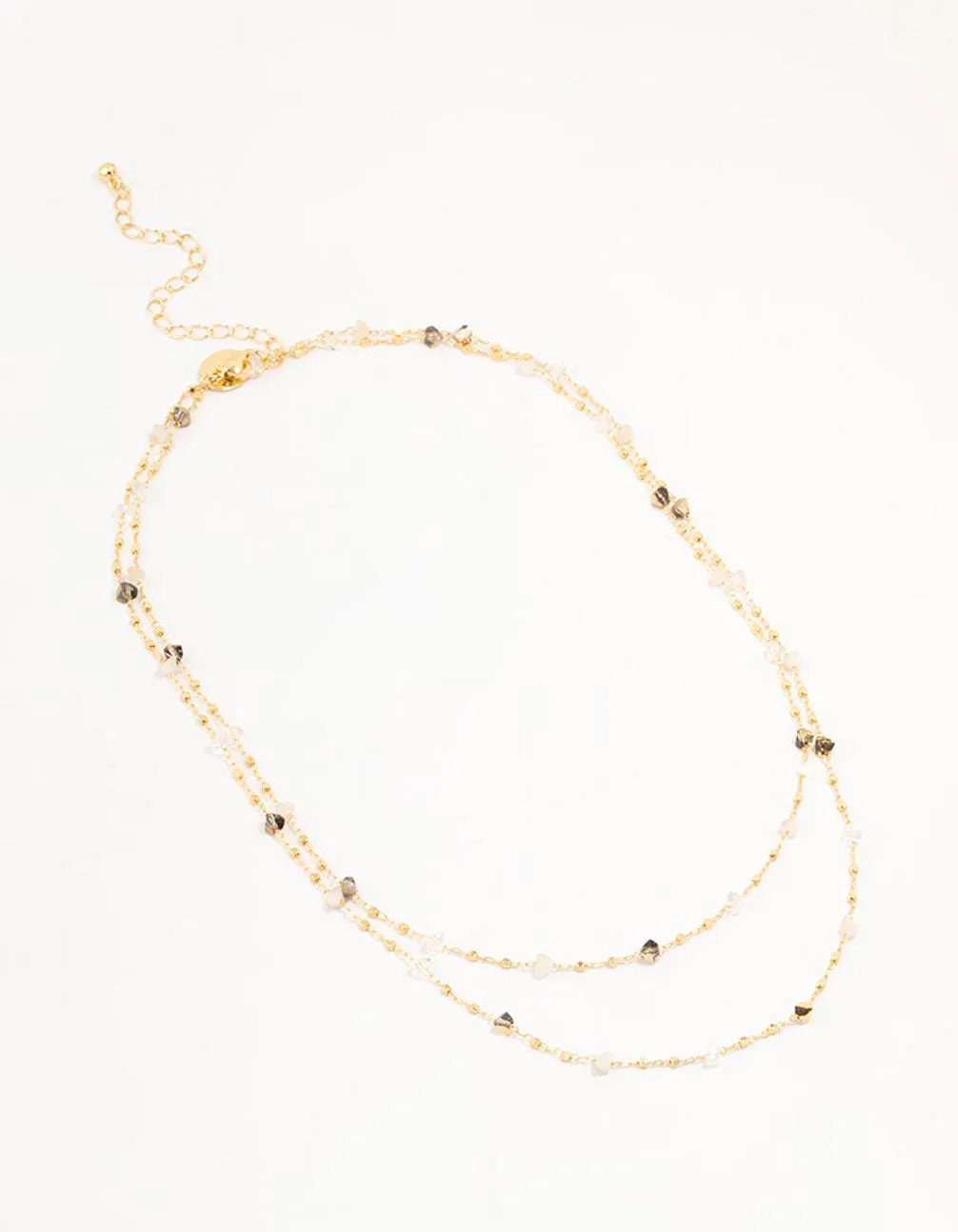 Gold Plated Station Semi Precious Shards And Ball Necklace