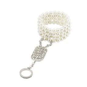 Great Gatsby 1920's Flapper Faux Pearl Bracelet - Silver (Style 1)