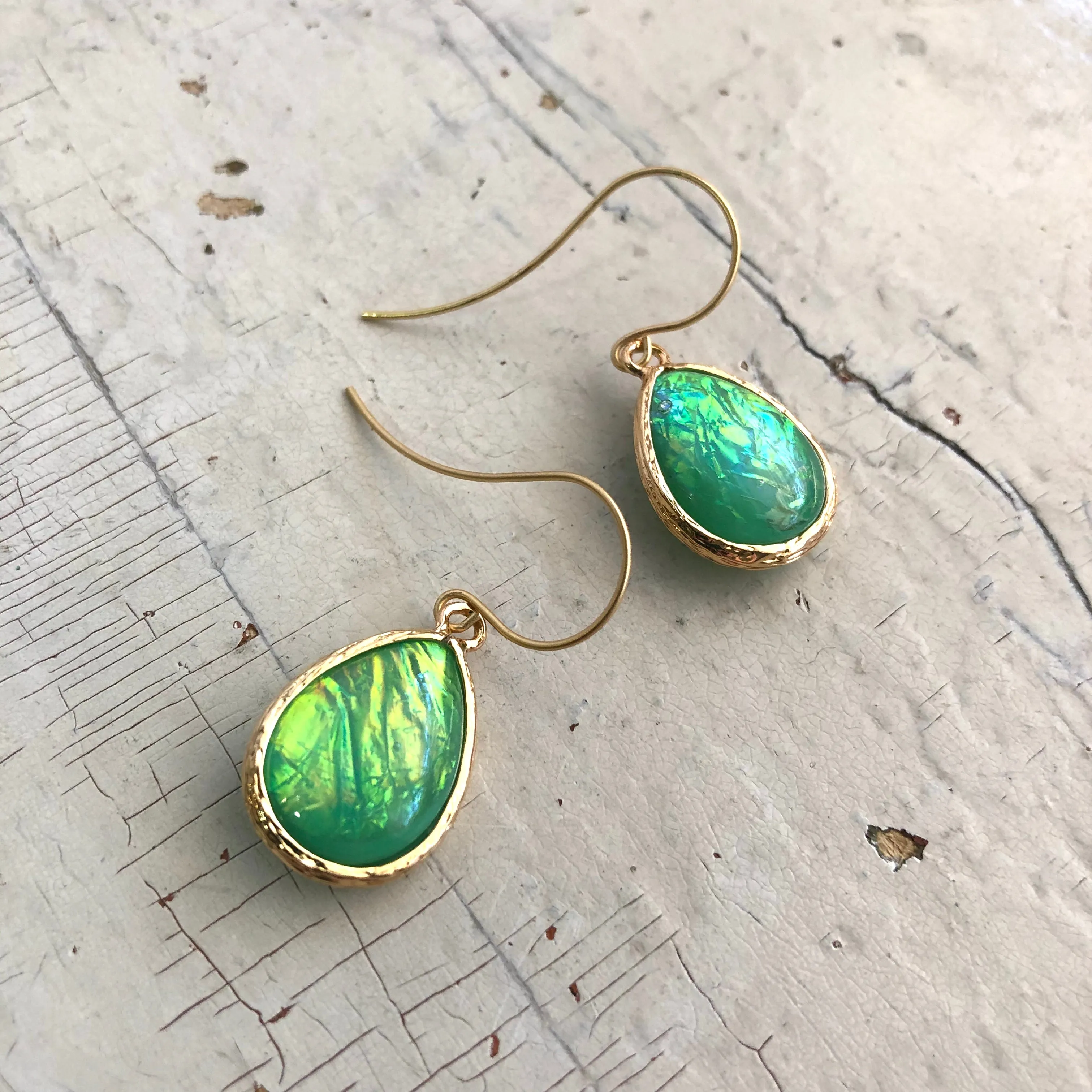 Green 'Mermaid Tears' Drop Earrings