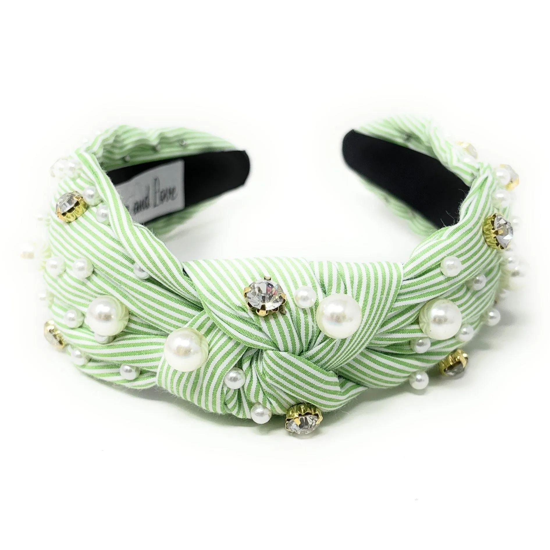 Green Striped Knot Headband