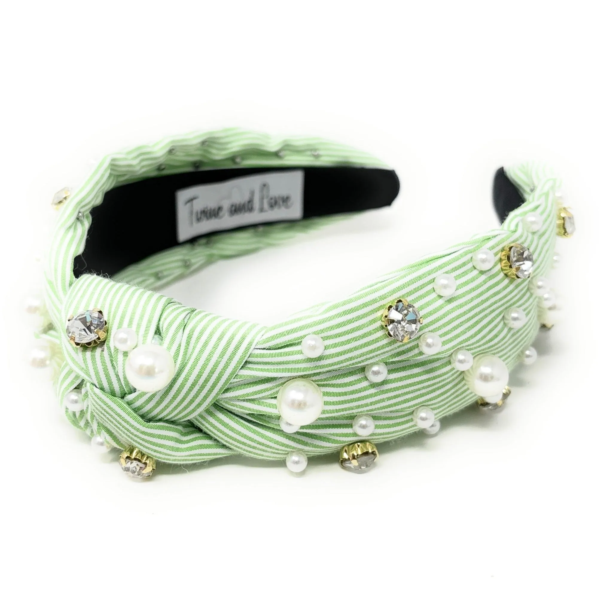 Green Striped Knot Headband