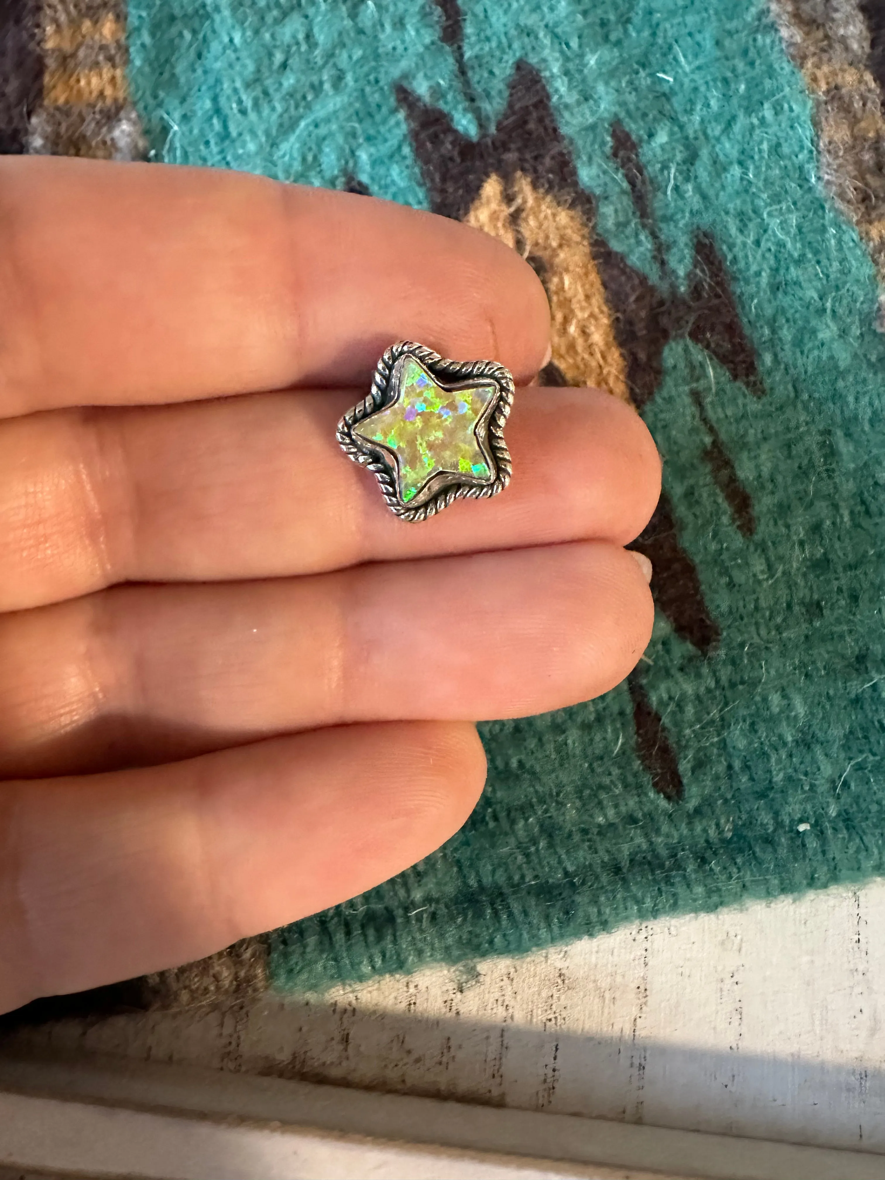 Handmade Yellow Fire Opal And Sterling Silver Stud Star Earrings