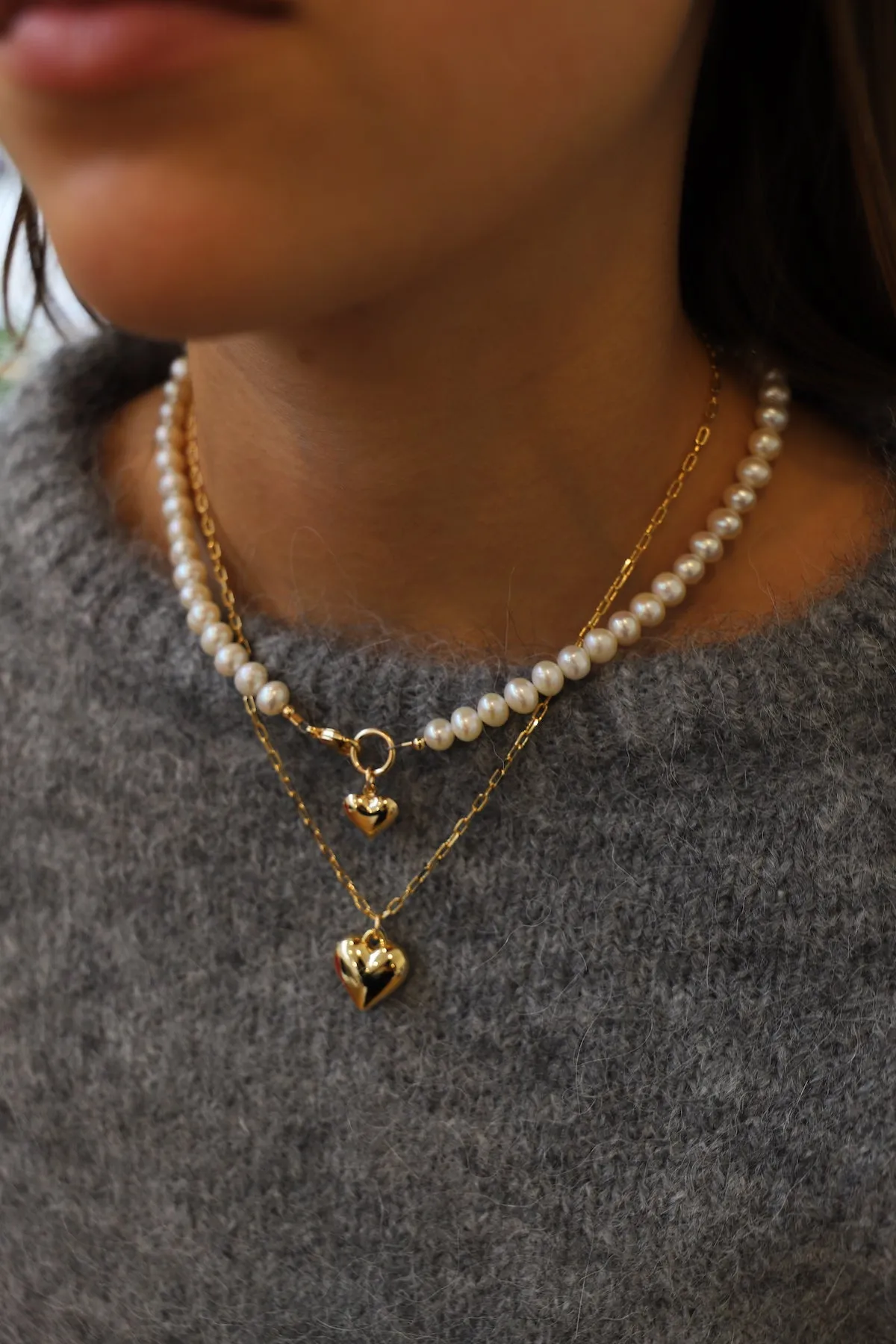 HEART AND FRESHWATER PEARL NECKLACE