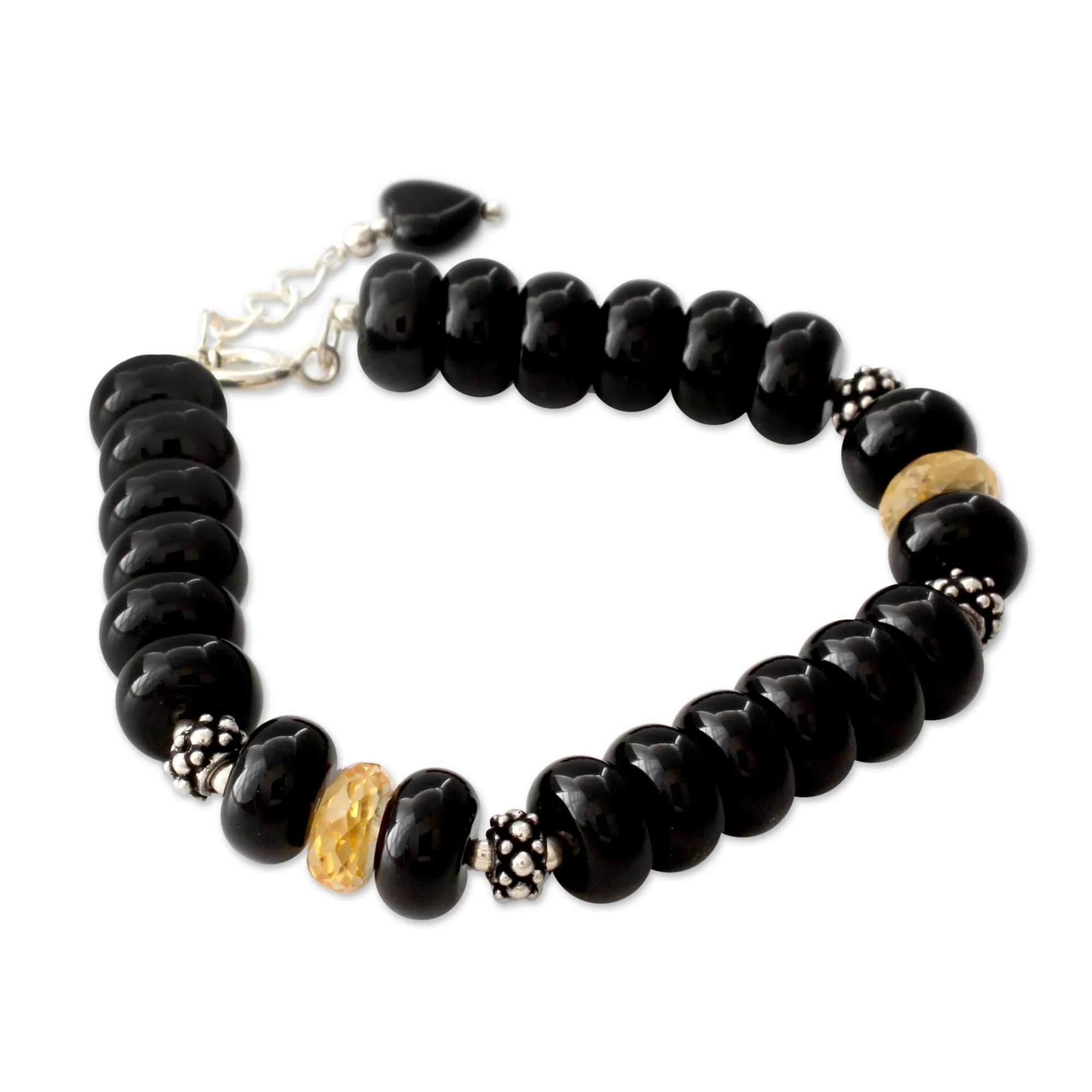 Heart Style Fair Trade Beaded Onyx Bracelet