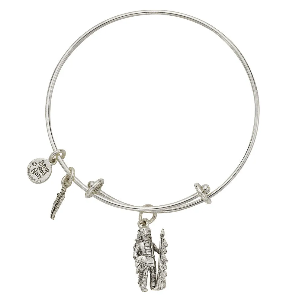 Indian Chief Charm Bangle Bracelet