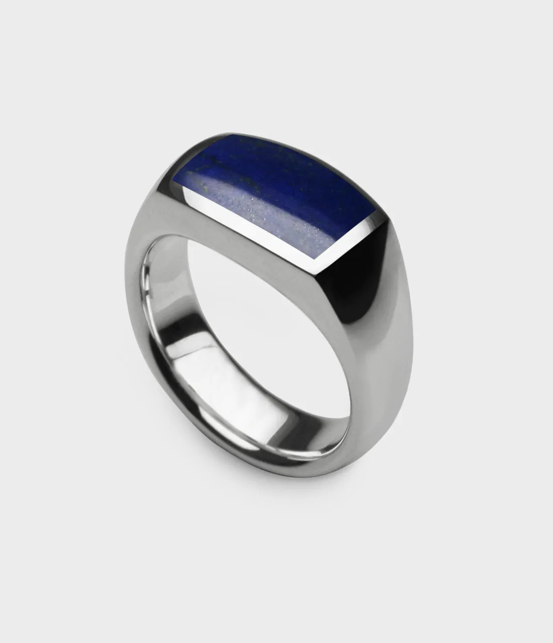 Inlaid Oxford Ring in Silver with Lapis, Size Z