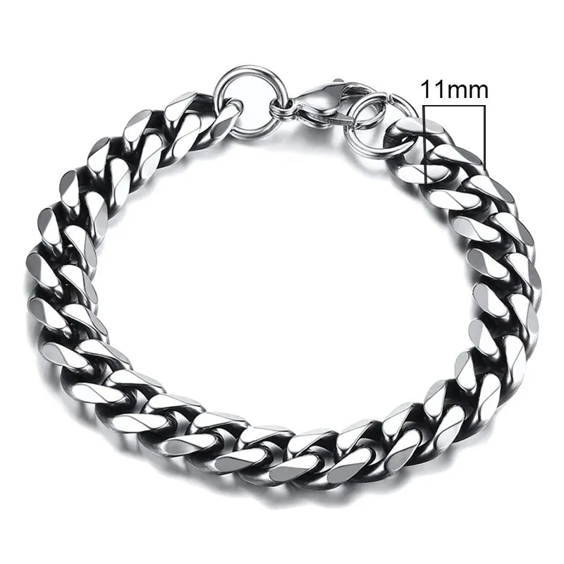 JC - Men’s Miami Curb Bracelet: Heavy-duty stainless steel, classic punk style